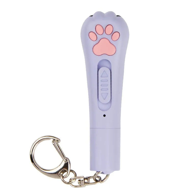 Infrared cat teasing stick with laser patterns showing cat footprints design in blue colour option