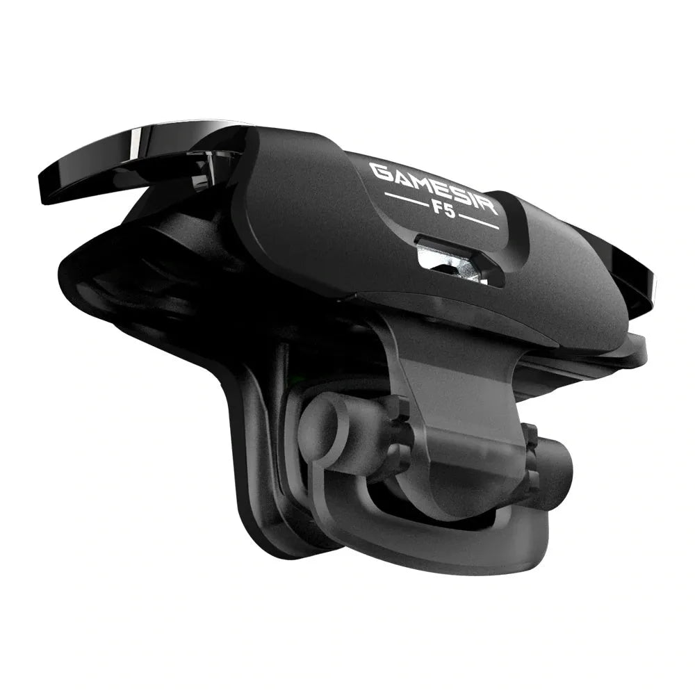 Black F5 wireless Bluetooth game controller for mobile phones showing compact 5cm width design
