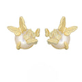 Butterfly design ear studs in 925 silver with white gold or gold electroplated finish