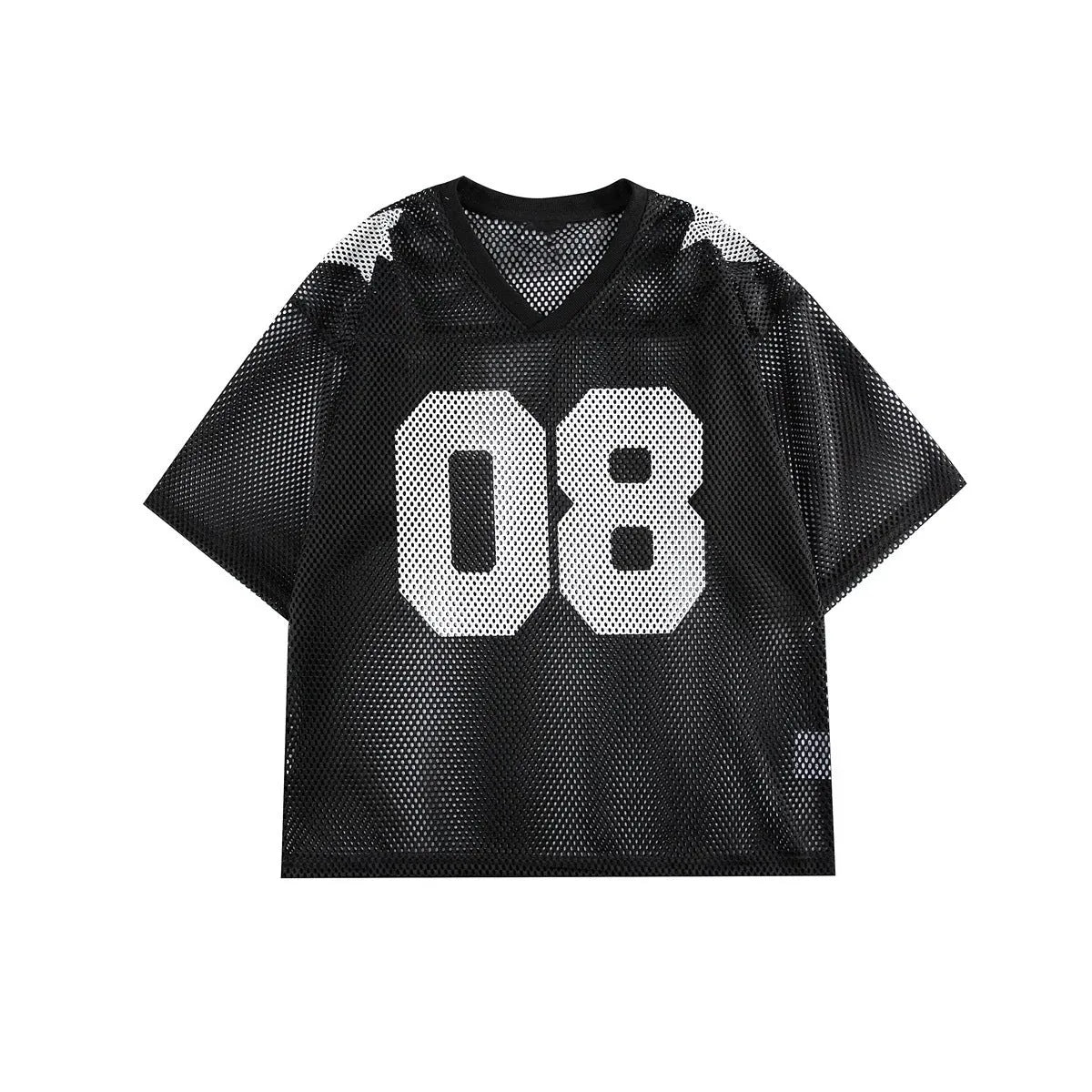 Black half sleeve pullover shirt with printed letters pattern, loose fit casual design