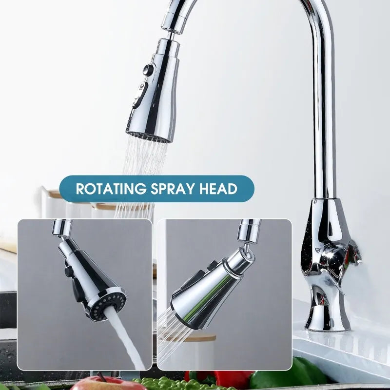 Universal kitchen faucet sprayer with rotating nozzle in silver finish