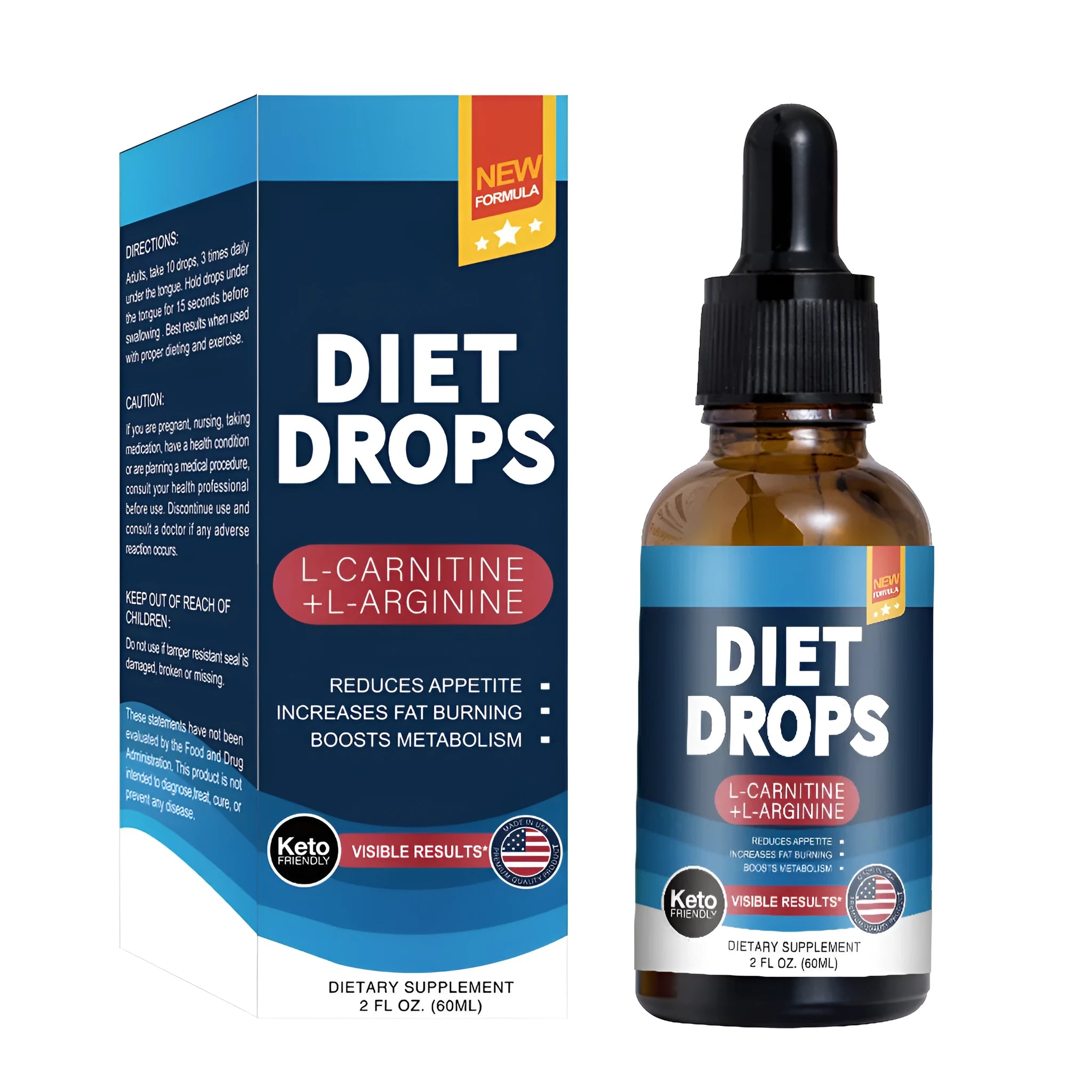60ml bottle of ketone drops dietary supplement with dropper for body shaping support