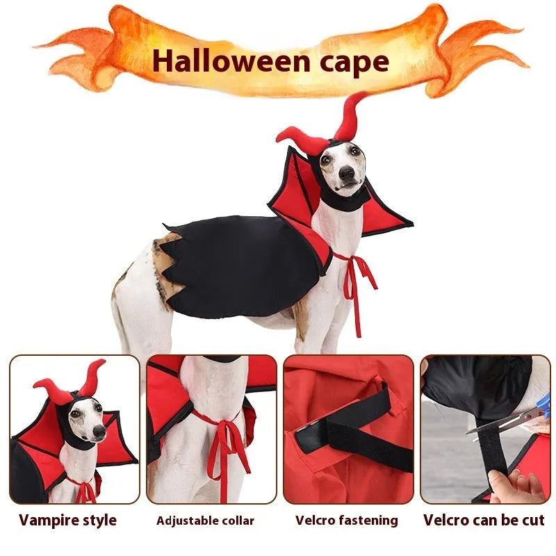 Black polyester vampire cloak and hat Halloween costume for small to medium pets