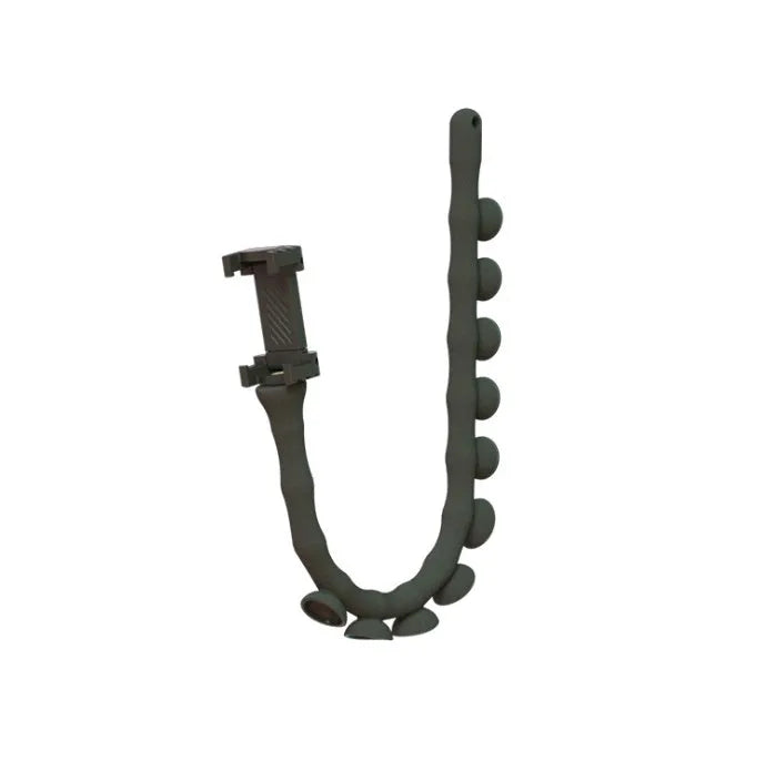 Flexible silicone phone holder with suction cup showing 360° rotation and 62cm length