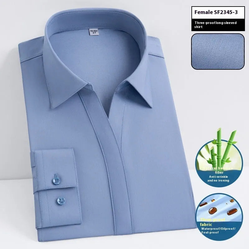 Men's slim fit bamboo fibre business shirt with square collar and long sleeves in solid colour