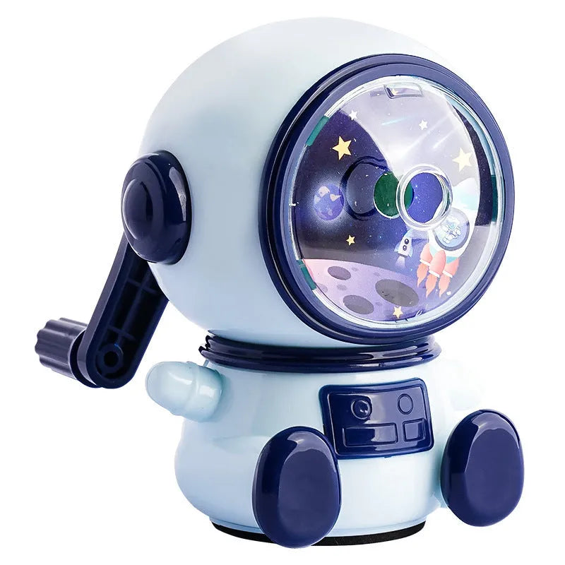 Blue astronaut cartoon manual pencil sharpener with anti-jam mechanism for 2mm leads