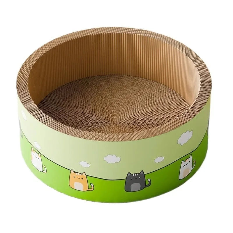Large round cat scratch board with deepening pits made from corrugated paper in 45cm or 50cm diameter