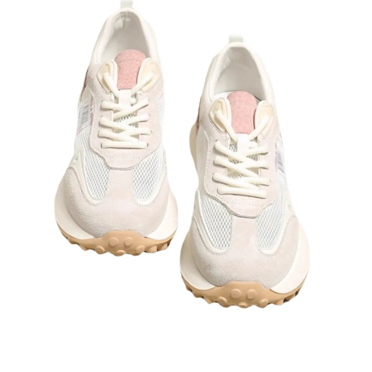 Women's casual retro sneaker in grey or pink with low-top design and round toe