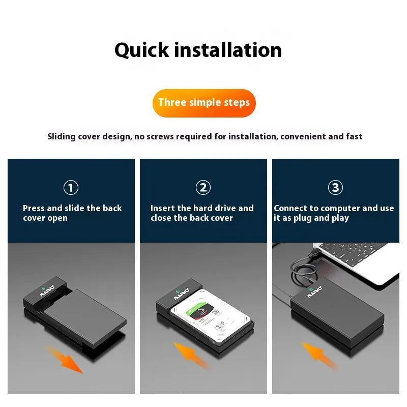 3.5 inch USB 3.0 SATA hard drive enclosure with ABS plastic case and power supply