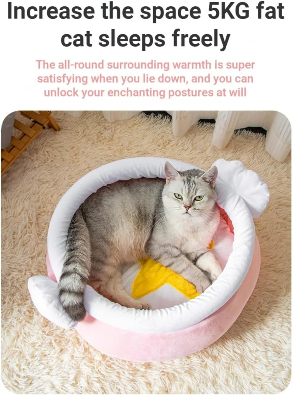 Honey pot shaped cat sofa bed with magic wand design in pink or yellow colour with removable nest pad