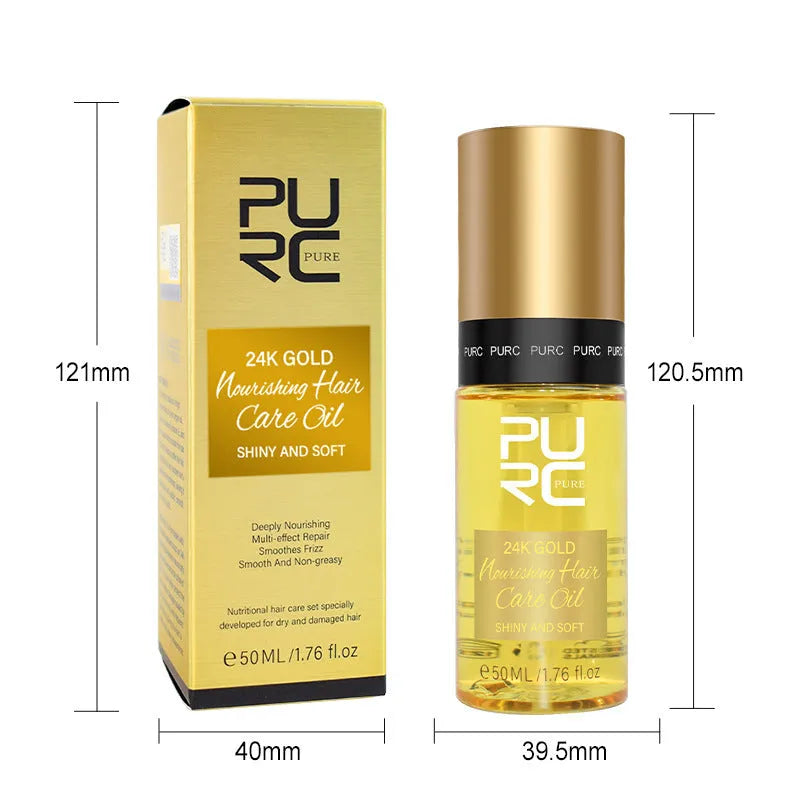 Yellow 50ml bottle of hair essential oil for curly hair repair and frizz control
