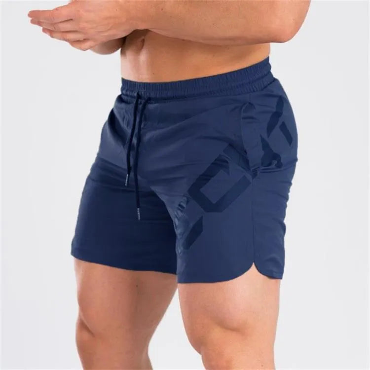 Men's black elastic running shorts with quick-dry fabric and knee-length design for summer training