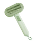 Large light grey pet hair removal comb with stainless steel teeth and a built-in shaver head.