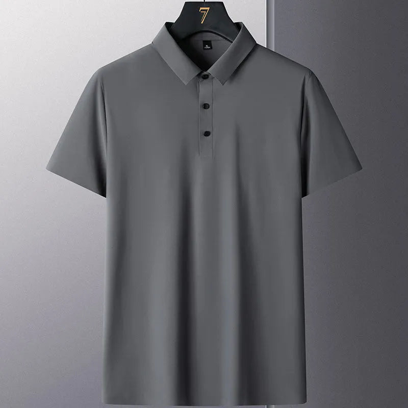 Man wearing a solid colour short sleeve non-iron business casual shirt