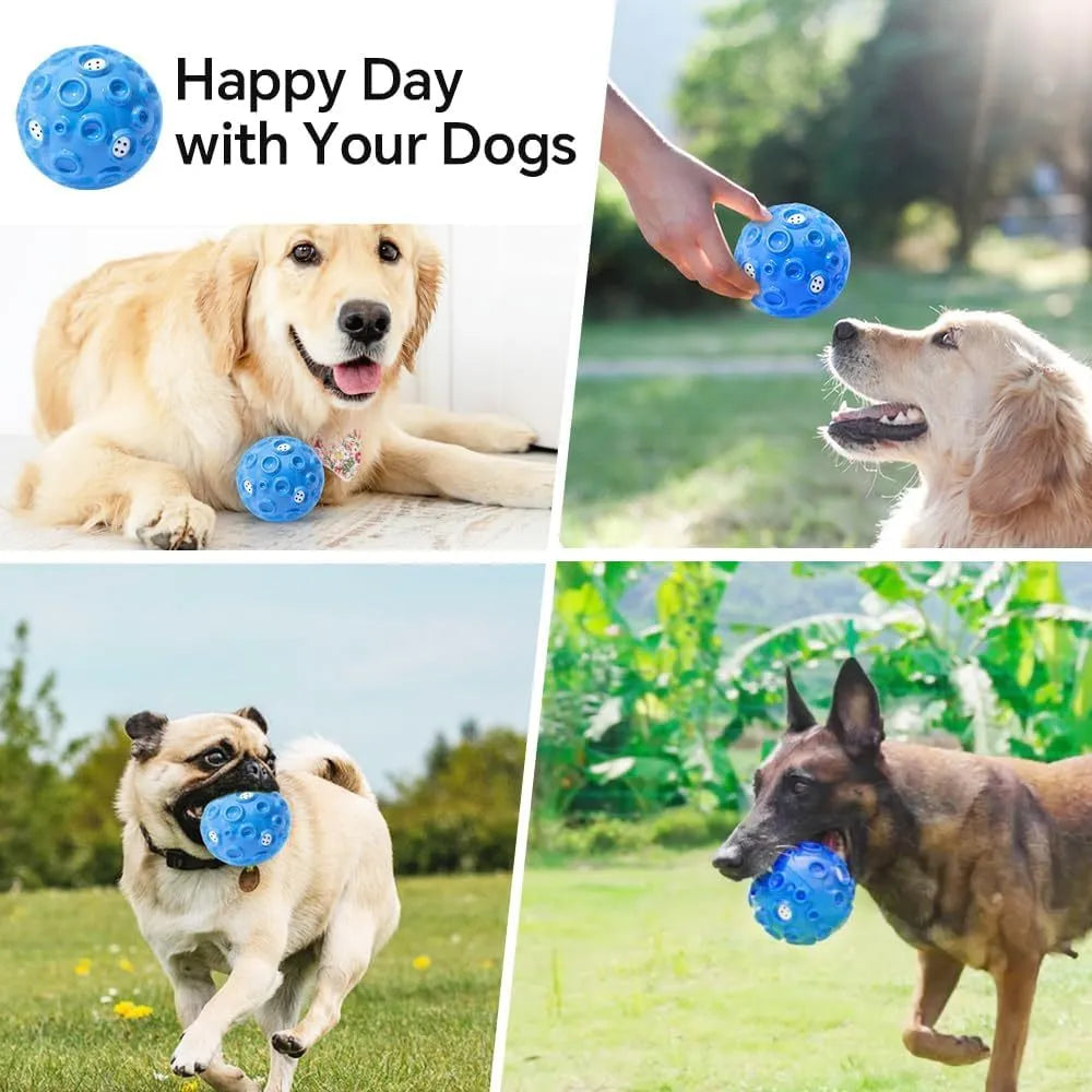 Interactive dog chew toy ball with textured surface in multiple colour options