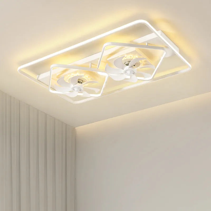 Modern ceiling fan lamp with thin suction blades and integrated light in 1100x700mm size