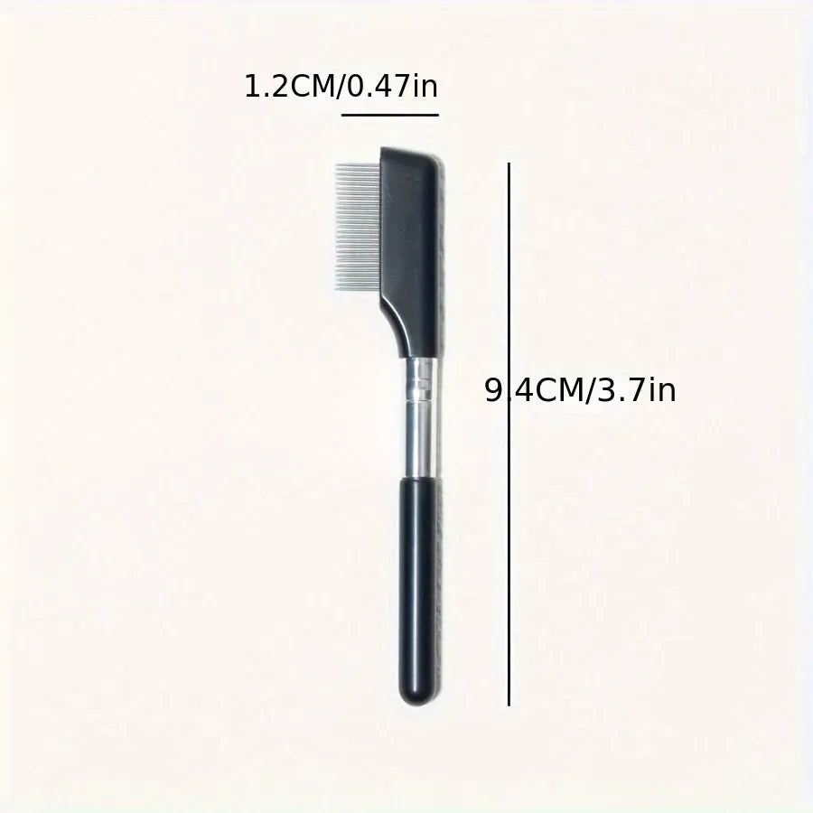 Black ambidextrous pet grooming brush with soft bristles and a separate comb attachment for dogs and cats.