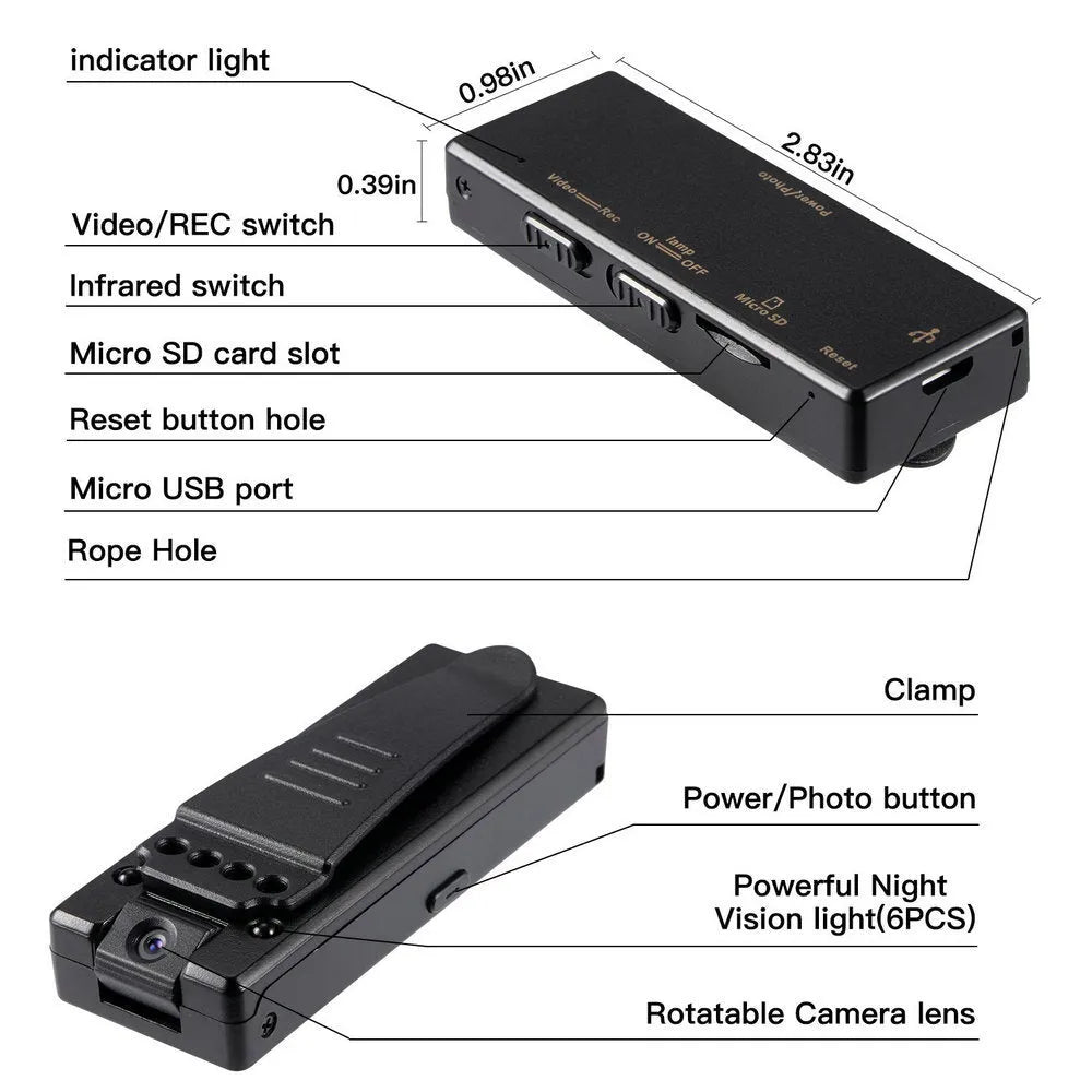 Black 1080p HD DV home camera with night vision and 90-degree rotation capability