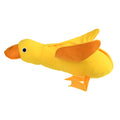 Yellow duck plush dog toy with a barking sound module for treat-dispensing play