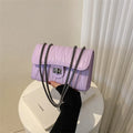 Retro textured diamond pattern small PU leather shoulder bag in a horizontal square shape, shown in beige colour.