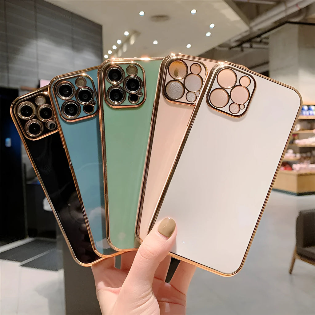 Luxury electroplating iPhone 13 case with geometry and graffiti design in solid colour options