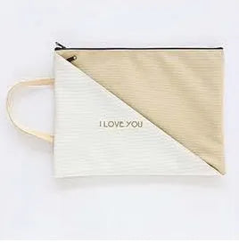 Blue double-layer zippered student document bag made from Oxford cloth, shown with A4 papers.