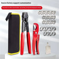 Single ear clamp tool kit with red cloth case and carbon steel cutting blade for hose connections