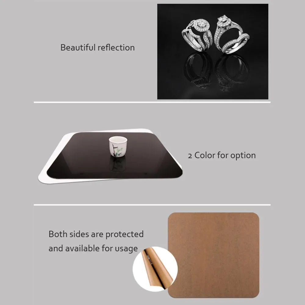 Black and white acrylic shooting reflection board photography background in three square sizes
