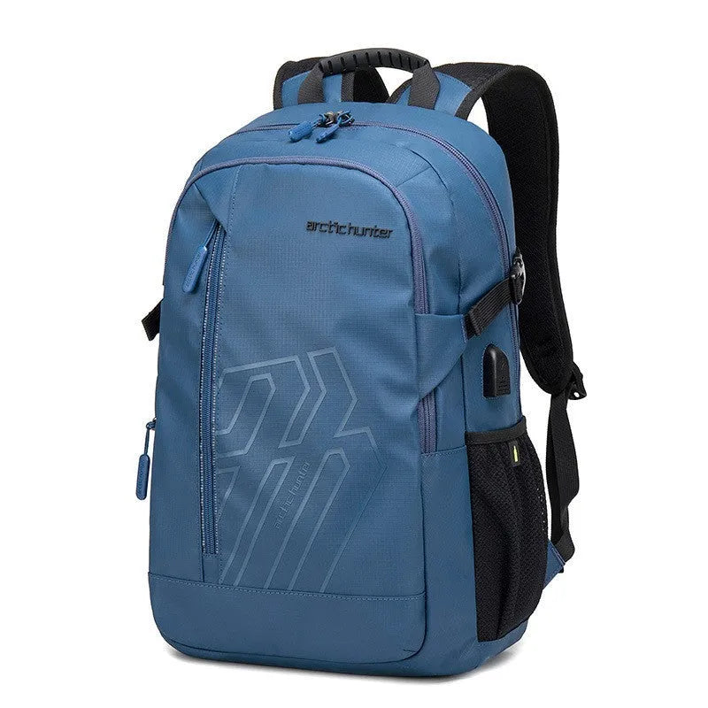 Casual plaid pattern computer backpack in four colours with curved shoulder strap and 18-inch laptop compartment