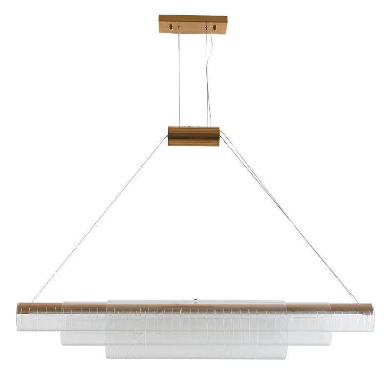 Modern glass pendant lamp with iron fittings and LED lighting for restaurants