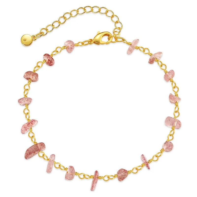 Women's geometric 18K copper bracelet with irregular natural gravel texture and turquoise accents