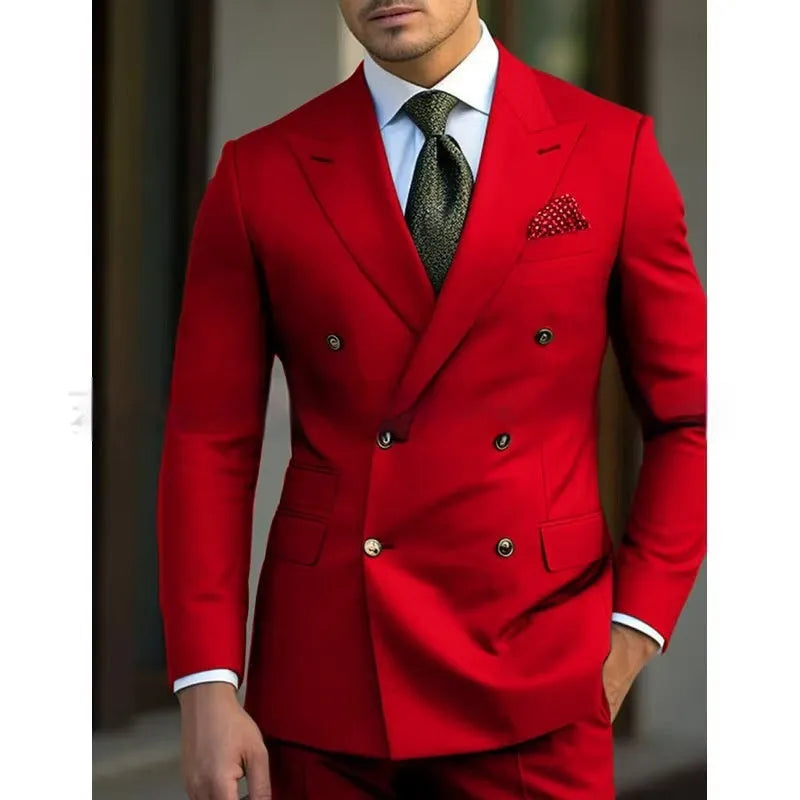 Men's light business two-piece suit set in a regular fit, shown in one of five available colours.