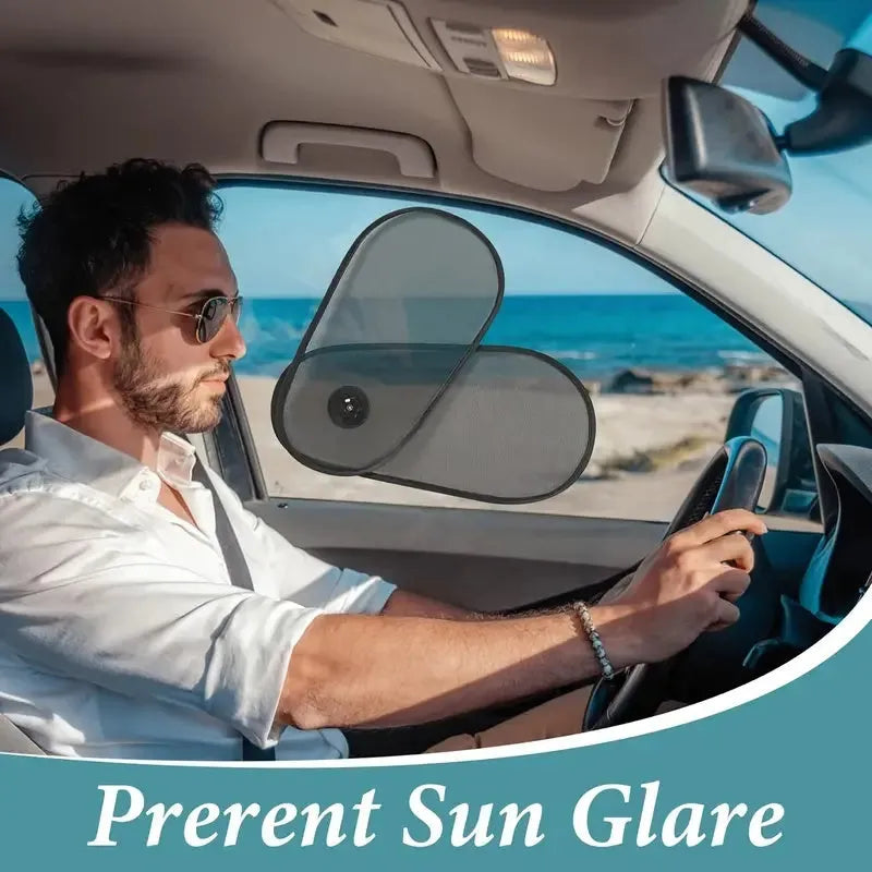 Breathable mesh car window shade with suction cups attached to side window