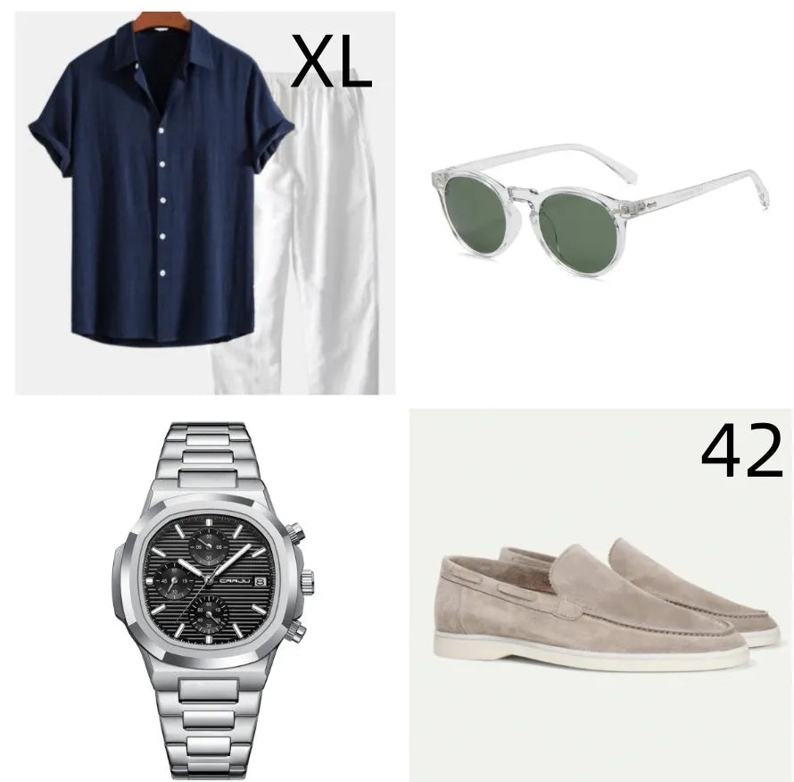 Men's casual cotton linen short sleeve suit in multiple colours with half sleeves and trousers