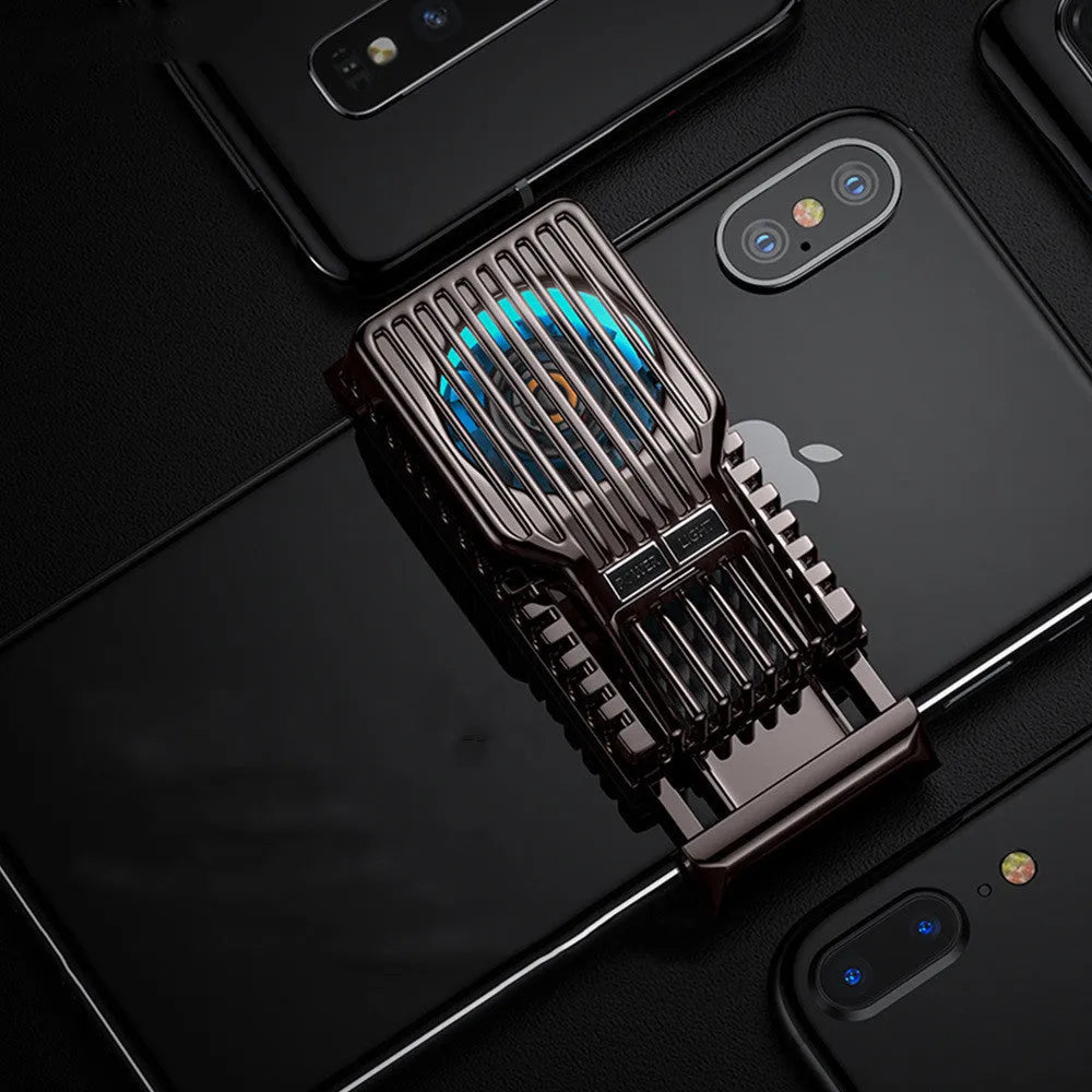 Black mobile phone radiator with clip for 4-7 inch devices showing aluminium and ceramic components