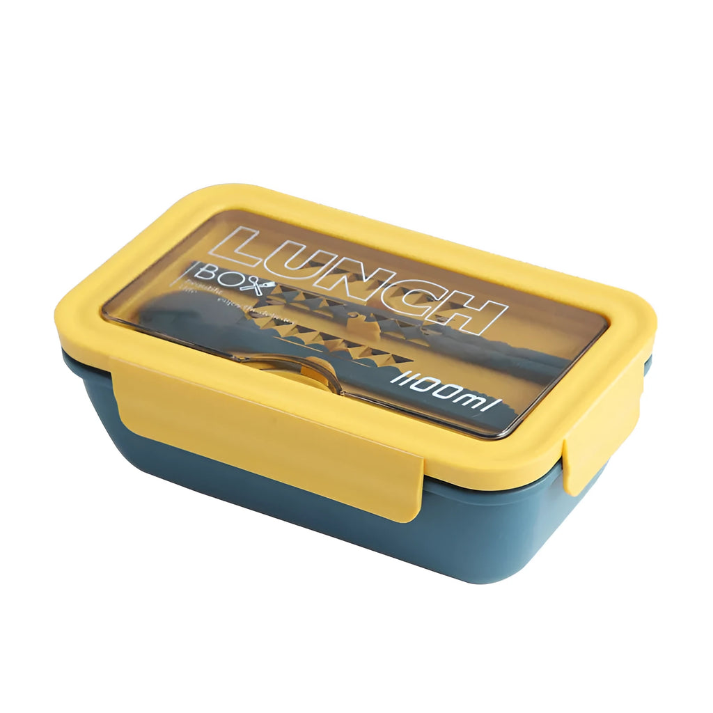 Four-layer partitioned plastic bento lunch box with Nordic design in green colour