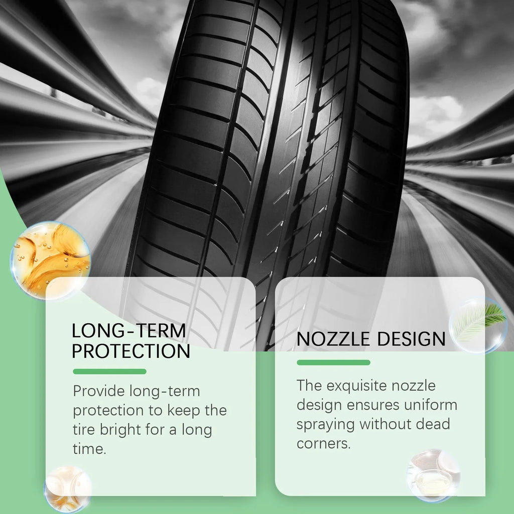 120ml car tyre protective agent bottle with silicone oil formulation on a clean surface