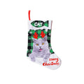 Cloth Christmas decoration with printed puppy and cat designs in plaid patterns measuring 26x36cm