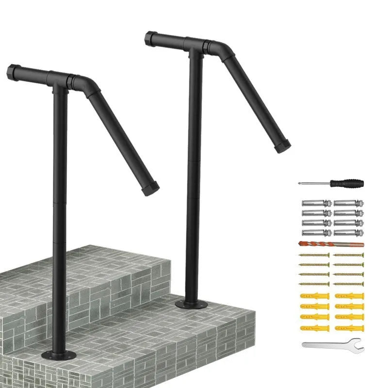 Black metal American minimalist ladder support bracket for DIY home projects