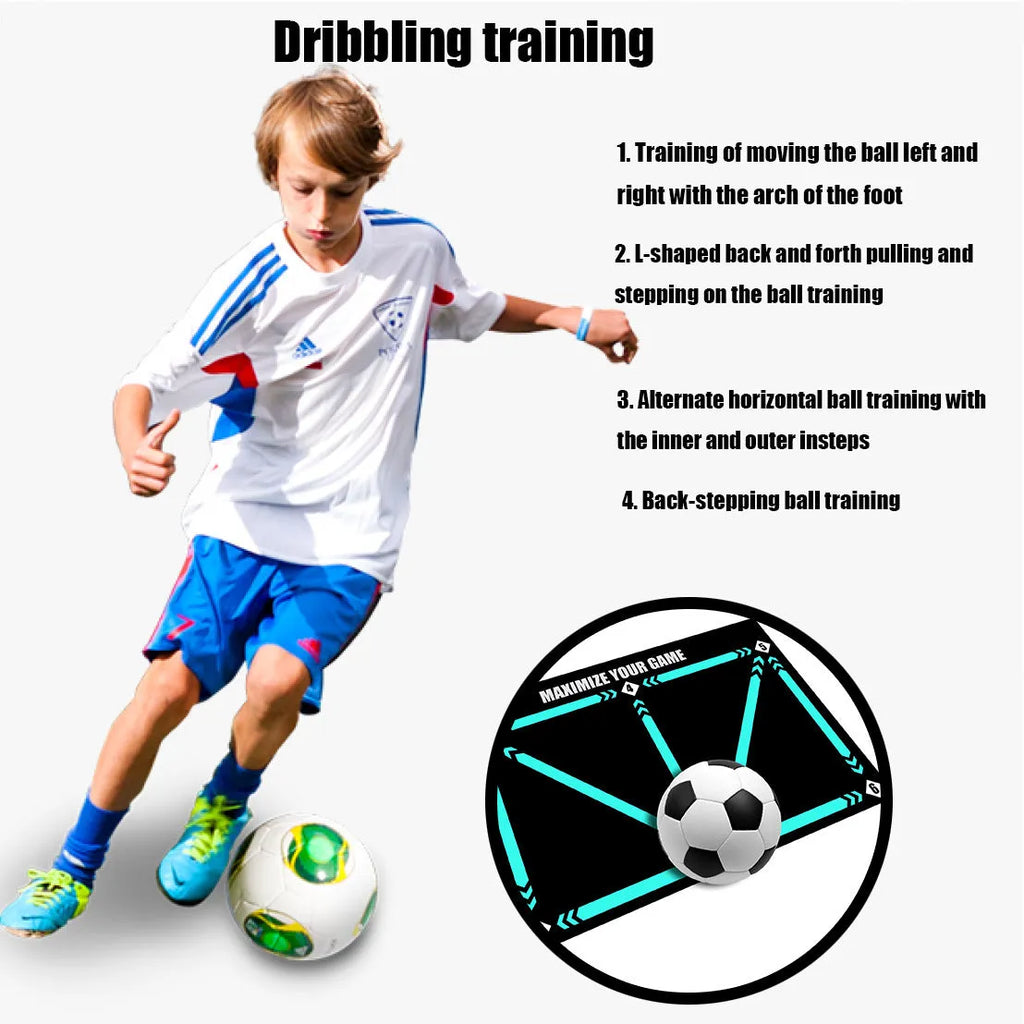 Black rectangular football training mat measuring 60cm by 90cm