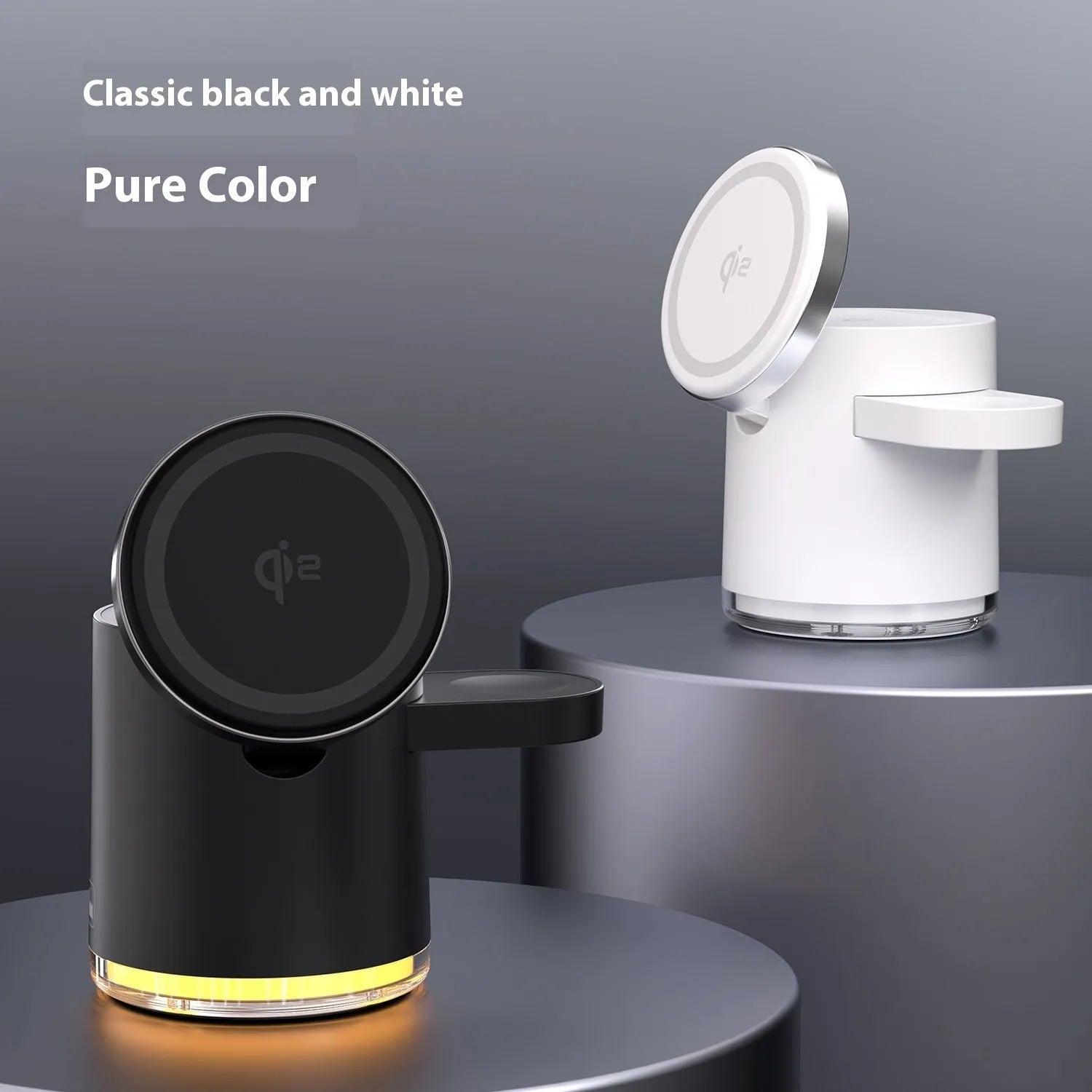 C16 portable folding three-in-one magnetic wireless charger for iPhone, Apple Watch and AirPods in black or ivory white