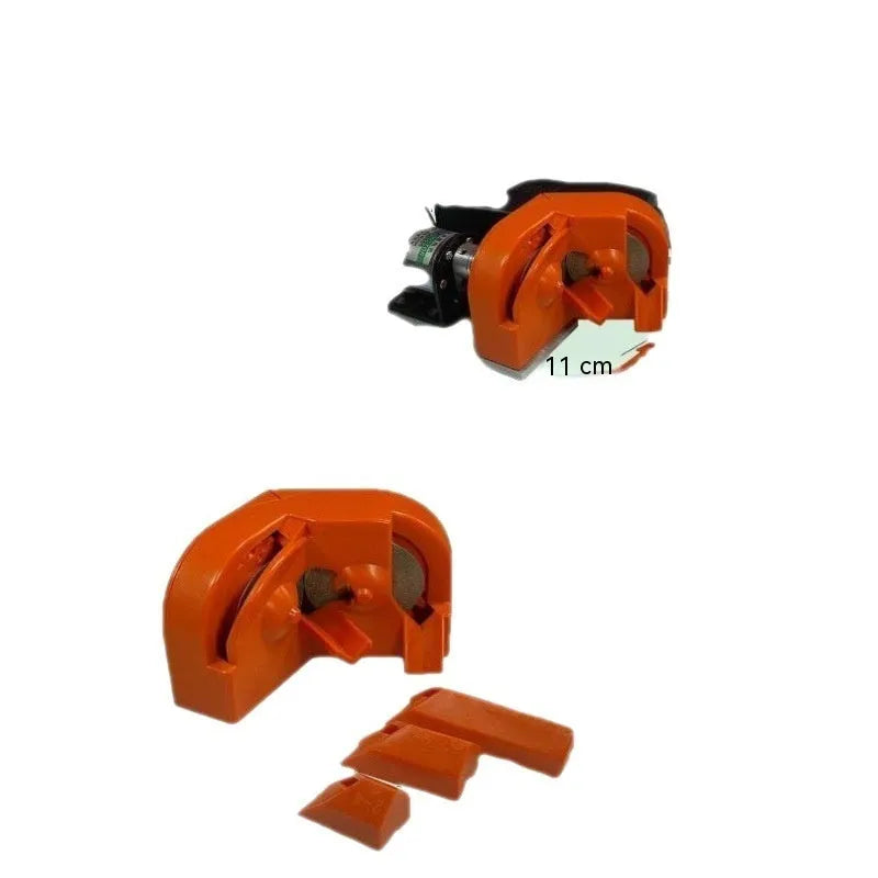 Portable grinding tool with orange and black sanding sets and universal drill attachment
