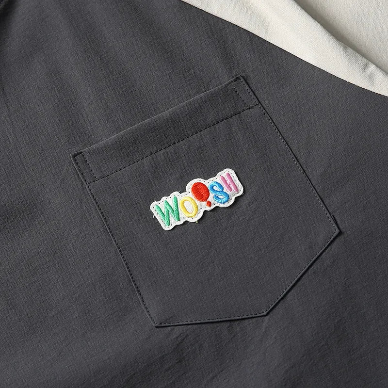Men's dark grey quick-dry T-shirt with contrast colour raglan sleeves in loose fit