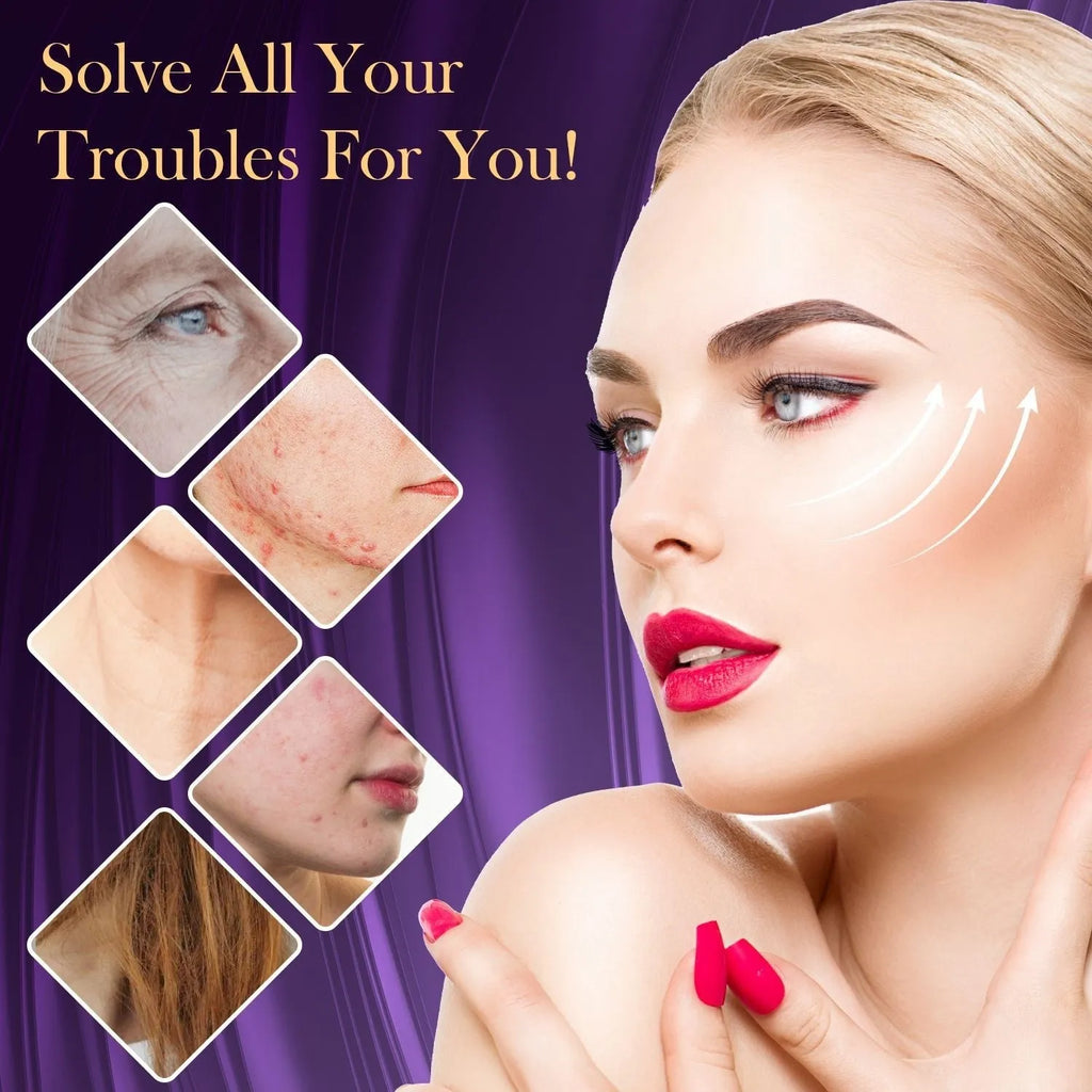 Purple six-piece high-frequency electrotherapy rod set for commercial skin rejuvenation with multiple accessory heads