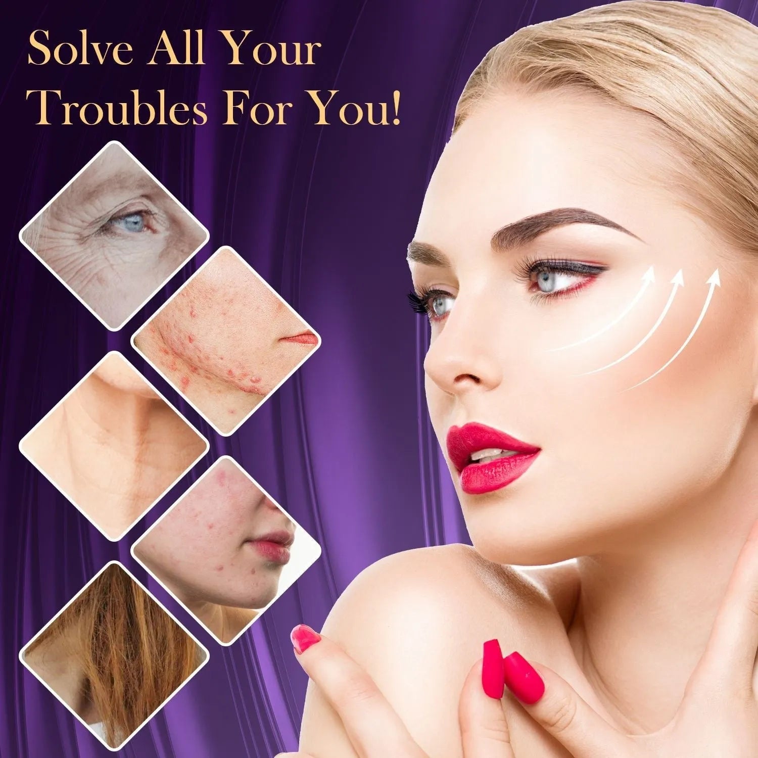 Purple six-piece high-frequency electrotherapy rod set for commercial skin rejuvenation with multiple accessory heads
