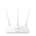 White dual-band wireless router for 2.4GHz and 5GHz broadband networks with wired connectivity