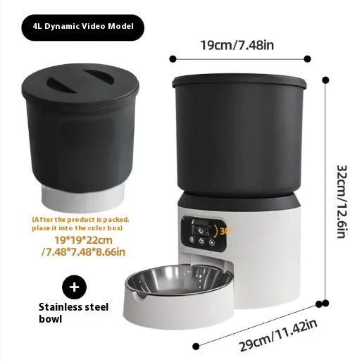 4L smart pet feeder with WiFi remote control and rotatable camera for cats and dogs