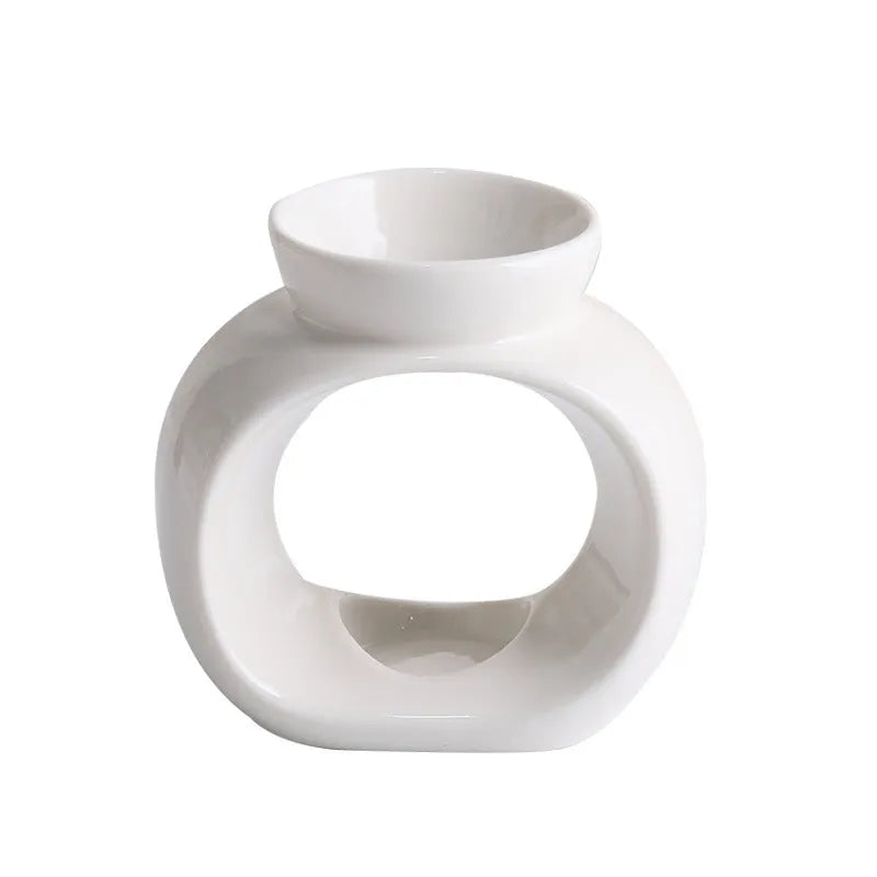 White Nordic style ceramic aromatherapy stove with anti-dry burning feature