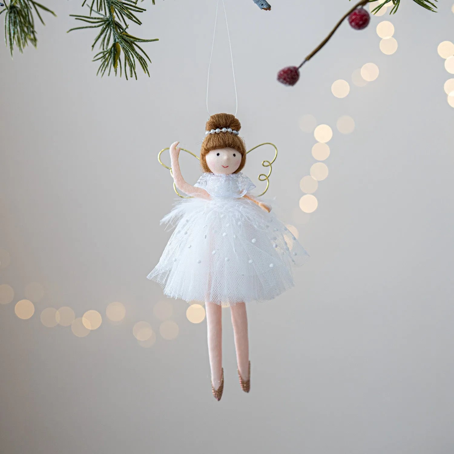 Pink and white cloth ballet girl angel plush doll pendant with modern design