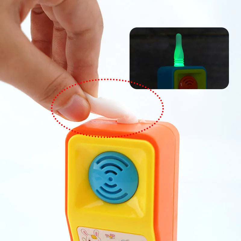 Electronic sound and light educational toy with music themes and cartoon animal design for age 3+ children